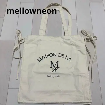 [완판템] 새상품급 mellowneon A4 컬러 리본 토트백 아이보리