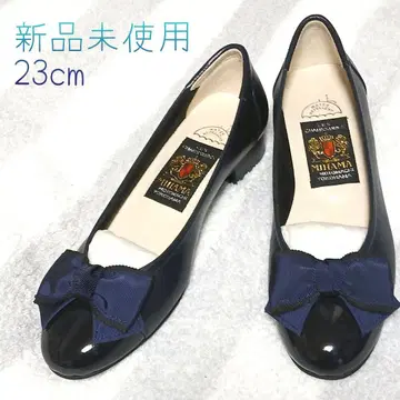 MIHAMA 23cm 미사용 새상품 블랙 테두리 리본 네이비 커터 슈즈