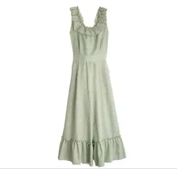 엑시즈팜 스트라이프 프릴 콤비네존 카키