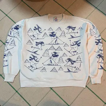 [ USA 90s ] JERZEES 스키 패턴 맨투맨 폴러 베어 올 패턴