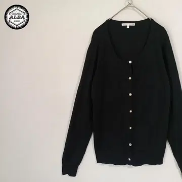 [ 새상품급 ] 가디건 니트 실크 실크 혼방 큐빅 펄 블랙 블랙