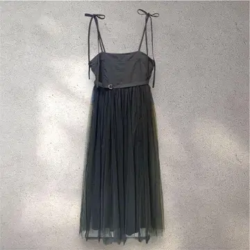 미사용 새상품 블랙 튤 도킹 원피스