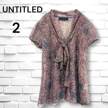 새상품급 언타이틀 보타이 블라우스 (2) 페이즐리 무늬 쉬폰 시스루