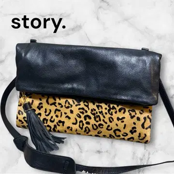 story. 레오파드 절개 가죽 태슬 포함 2way 숄더백
