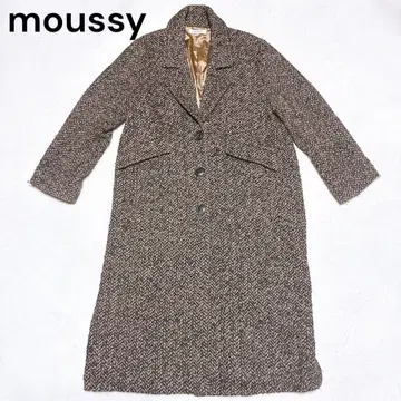 [ 새상품급 ] moussy 헤링본 롱 코트 S 울 혼방 오버 사이즈
