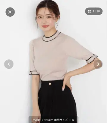 PROPORTION BODY DRESSING 리본 배색 니트 반팔