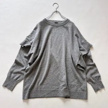 스픽 앤 스팬 울 캐시미어 플레어 슬리브 니트 그레이