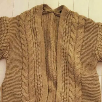 W closet 케이블 짜임 벨트 부착 롱 가디건 카멜