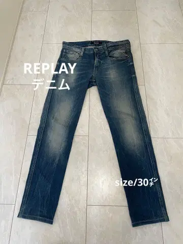 REPLAY 다크 블루 스트레이트 데님 리플레이 데님 바지 청바지