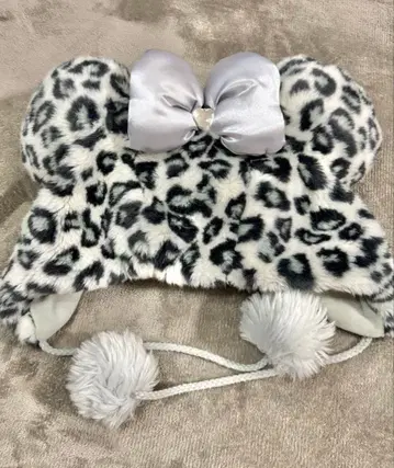 디즈니 레오파드 무늬 팬캡 실버 리본 포함