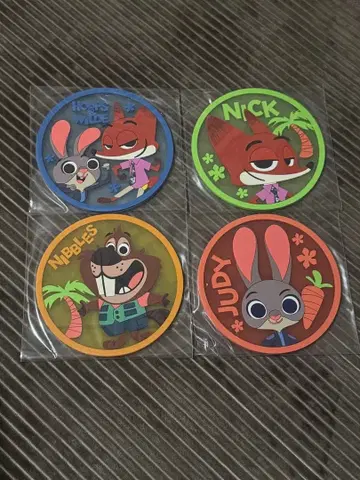 주토피아 클리어 러버 코스터 4종 세트