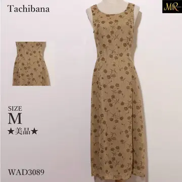 새상품급 타치바나 원피스 롱 기장 슬리브리스 플라워 무늬 허리 쉐이프