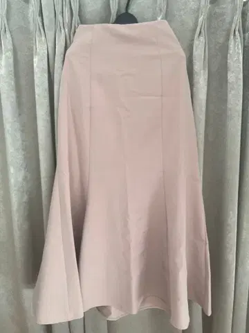 핑크 플레어 스커트 레이스업 허리