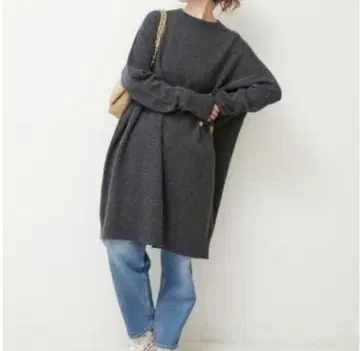 Spick & Span 롱 슬리브 와이드 튜닉 기장 풀오버 그레이