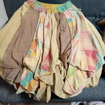 기하학 패턴 그린 계열 코튼 튜닉