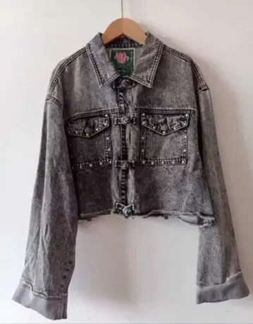 그레이 크롭 데님 자켓 S