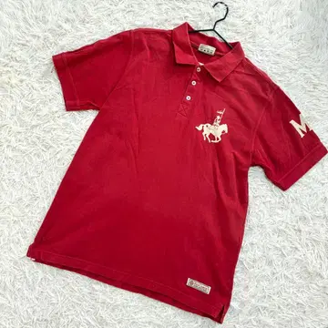 RED CANOE 피케 셔츠 로고 자수 반팔 프린트t 레드 ( M )