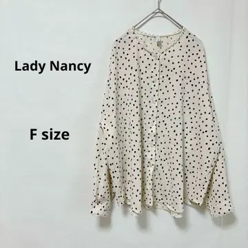 Lady Nancy 도트 무늬 블라우스 F 긴팔 노카라 셔츠 아이보리
