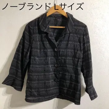 노브랜드 스트라이프 패턴 반팔 셔츠 L 사이즈 블랙