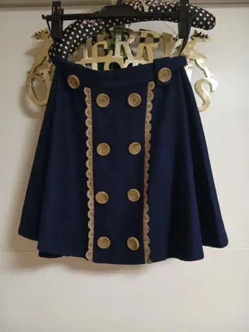 핑키걸즈 네이비 버튼 스커트 M