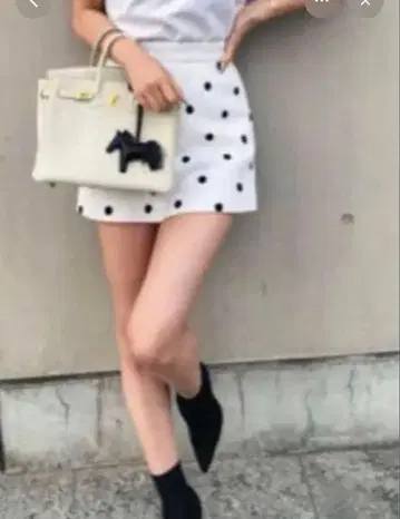 sheller 트위드 도트 미니 스커트 화이트