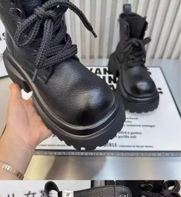 미사용 새상품 통굽 밀리터리 부츠 블랙 24.5cm