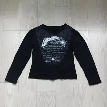 라메 프린트 티셔츠 롱 T