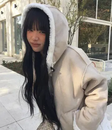 후드 부착 스웨이드 느낌 더플 보아 자켓