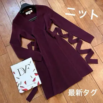 새상품급 다이앤 폰 파스텐버그 니트 원피스 보르도 와인 레드 P