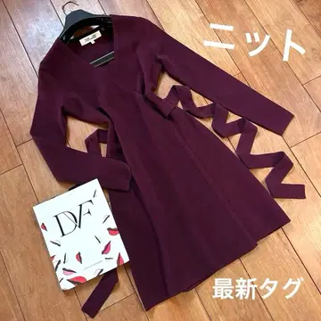새상품급 다이앤 폰 파스텐버그 니트 원피스 보르도 와인 레드 P