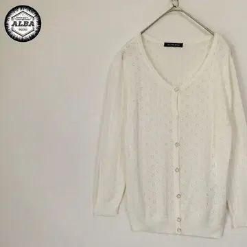 [ 새상품급 ] 가디건 니트 꽃무늬 시스루 레이온 화이트 M 사이즈 긴팔