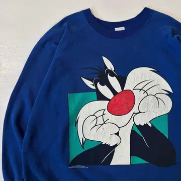 실베스터 캣 맨투맨 트레이닝복 블루 루니툰 90s