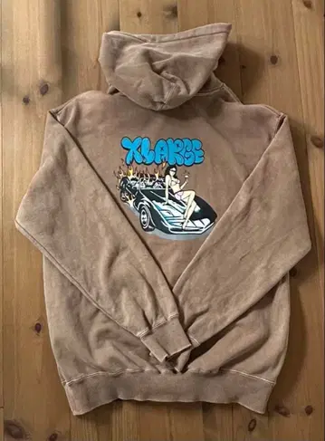 XLARGE 브라운 M 그래픽 후드티