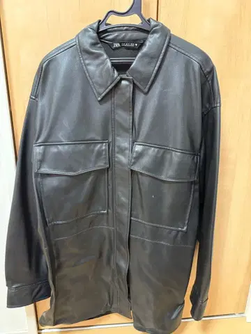 ZARA 블랙 가죽 셔츠 자켓