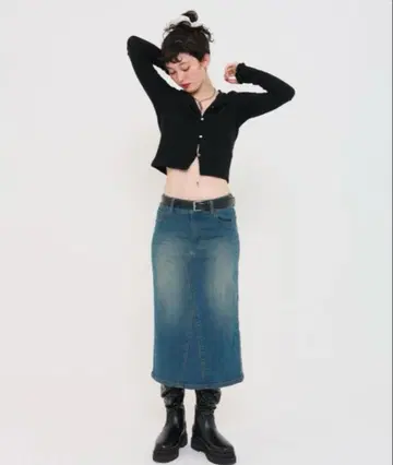 TINA: JOJUN 데님 미디 스커트