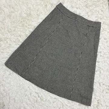 INED 고품질 플레어 스커트 A라인 하운드투스 패턴 모 기모 고급