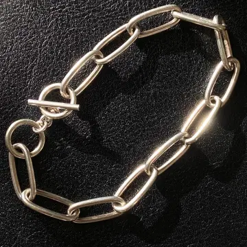 남성용 오벌 체인 실버 팔찌 토글 925 빈티지
