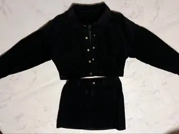 코듀로이 크롭 자켓 스커트 세트