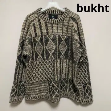 bukht 부크트 니트 스웨터 브라운 올 패턴 구제 의류 used 기하학