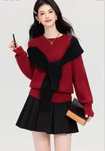 여성용 레이어드 스타일의 멋진 스웨터 겨울 데이트 모임에 최적