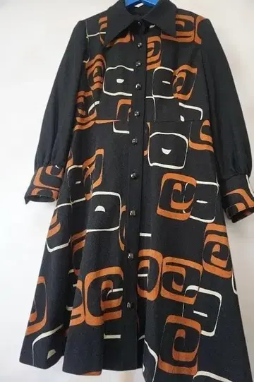 PRINCESS LILY 기하학 패턴 긴팔 원피스 모 100%