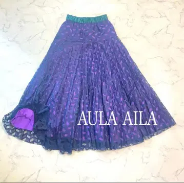 AULA AILA 아우라 아이라 레이스 플레어 디자인 스커트 S 플리츠