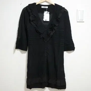 GALLERY VISCONTI 블랙 오부 소매 튜닉 가디건 블랙