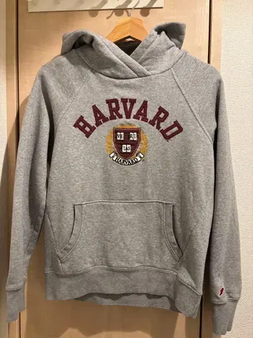 하버드 로고 자수 그레이 칼리지 후드티