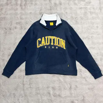 [레어] FR2 CAUTION 프린트 하이넥 트레이닝복 네이비