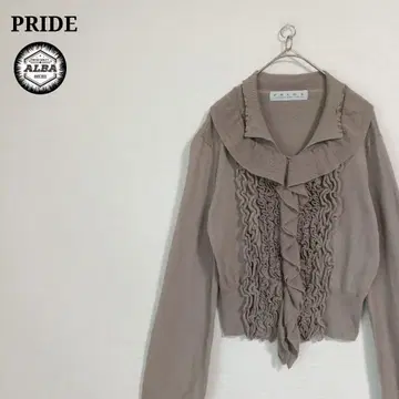 [ 새상품급 ] PRIDE 프라이드 가디건 니트 개더 프릴 베이지