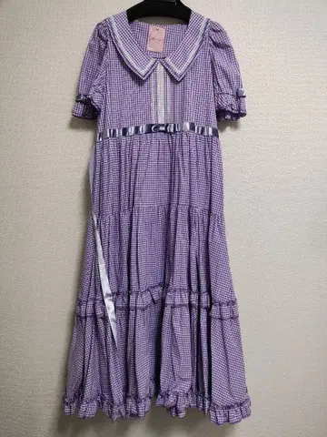 Maria pipi 깅엄 체크 세일러 원피스