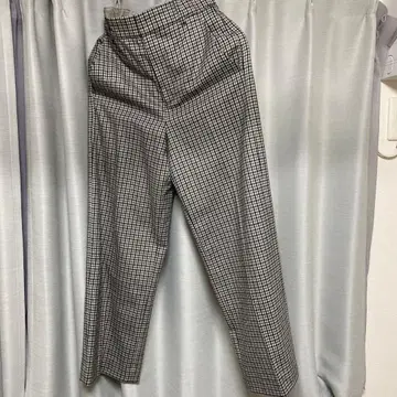 23구 체크 무늬 하이웨스트 팬츠