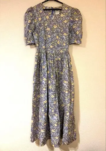 영국제 로라 애슐리 스퀘어 옷깃 개더 롱 원피스