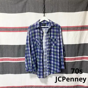 70s JCPenney 풀넬 L 사이즈 블루 Towncraft 레어
